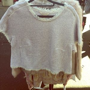 Rebecca Taylor textured top with raw hem